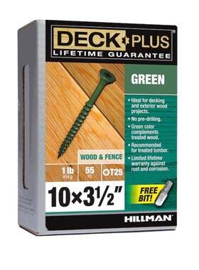 DECK PLUS 10x3.5 Green Deck Screw Wood & Fence- Pack of 2